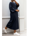 Longue robe over size en coton marine très épais - 2