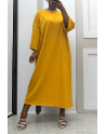 Longue robe over size en coton moutarde très épais - 1