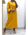 Longue robe over size en coton moutarde très épais - 3