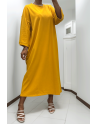 Longue robe over size en coton moutarde très épais - 5
