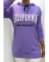 Sweat à capuche lilas avec écriture CALIFORNIA  - 1
