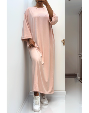 Longue robe over size en coton rose très épais - 3