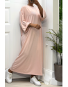 Longue robe over size en coton rose très épais - 7