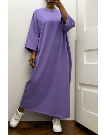 Longue robe over size en coton lilas très épais - 6
