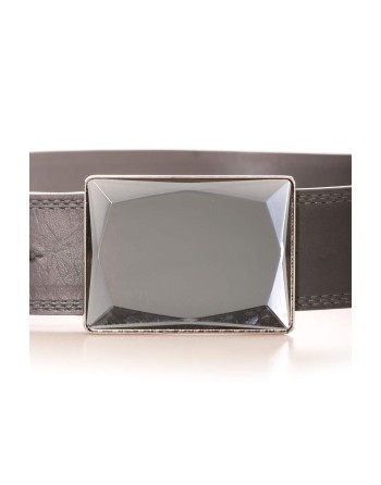 Ceinture gris foncé avec boucle carrée effet miroir. Accessoire LDF0058 - 2