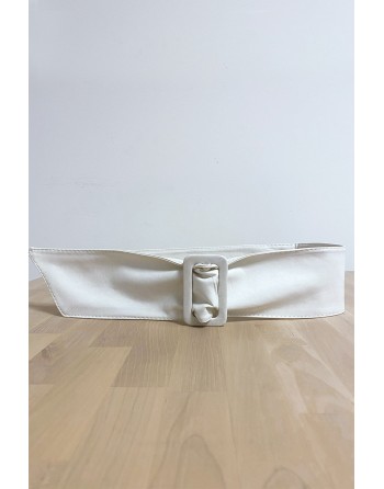 Ceinture blanche avec boucle rectangle - 1