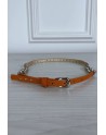 Fine ceinture orange avec accessoire et strass - 1
