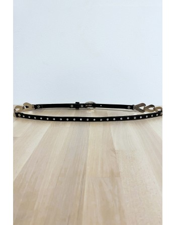 Fine ceinture noir avec accessoire et strass - 3