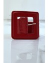 Ceinture rouge style matelassé boucle carrée - 7
