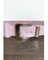 Grosse ceinture lila avec boucle argenté et élastique à la taille - 2