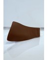 Ceinture asymétrique marron en tissus stretch et simili cuir et grosse boucle métallique - 1