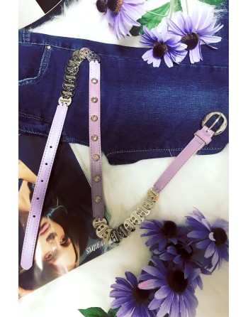 Jolie ceinture violette bande fine avec accessoire. Accessoire de mode pas cher - 1