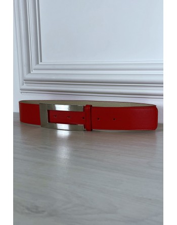 Ceinture rouge avec boucle rectangle - 2
