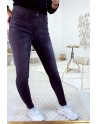 Jeans slim noir basic délavé et très extensible A1002 - 1