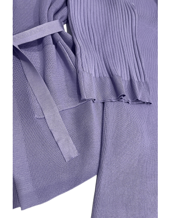 Ensemble 3 pièces gilet débardeur et pantalon palazzo violet - 5