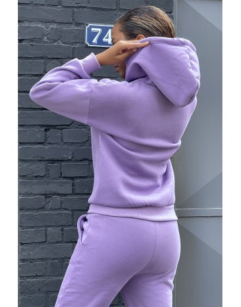 Ensemble violet 3 pièces jogging chaud et confortable et sur chemise oversize hyper tendance - 5