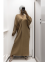 Longue robe pull over size col V Camel  - 4