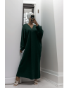Longue robe pull over size col V vert  - 2