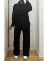 Ensemble chemise et pantalon effet côtelé noir - 2