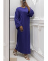 Longue robe pull over size col rond violet  - 3