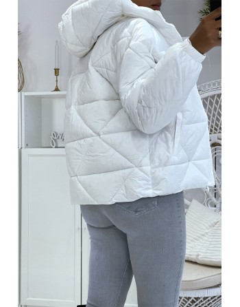Doudoune blanche à capuche en relief triangulaire légère et chaleureuse indispensable de l'hiver - 3