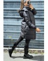 Longue doudoune noire avec sac et capuche amovible - 3