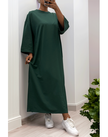 Longue robe over size en coton vert très épais - 4