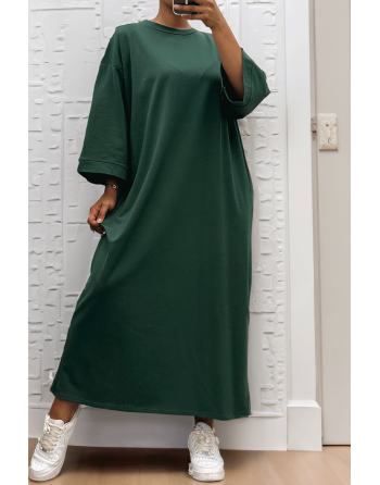 Longue robe over size en coton vert très épais - 5