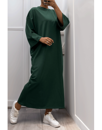 Longue robe over size en coton vert très épais - 6