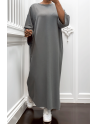 Longue robe over size en coton anthracite très épais - 1