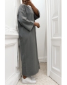 Longue robe over size en coton anthracite très épais - 2