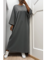 Longue robe over size en coton anthracite très épais - 4