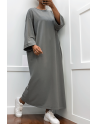 Longue robe over size en coton anthracite très épais - 5