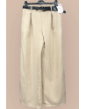 Pantalon palazzo beige avec poches et ceinture - 1