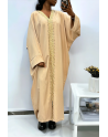 Abaya beige over size (36-52) avec sublime dentelle sur toute la longueur  - 2