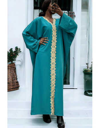Abaya canard over size (36-52) avec sublime dentelle sur toute la longueur  - 3