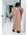 Abaya rose over size (36-52) avec sublime dentelle sur toute la longueur  - 1