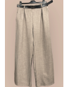 Pantalon palazzo taupe avec poches et ceinture - 1