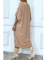 Robe tunique oversize camel col v détail froncé - 4