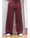 Pantalon palazzo bordeaux avec poches en coton - 3