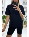Ensemble short et t-shirt over size noir très fashion - 2