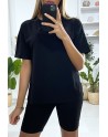 Ensemble short et t-shirt over size noir très fashion - 5