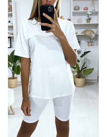 Ensemble short et t-shirt over size blanc très fashion - 1