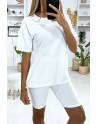 Ensemble short et t-shirt over size blanc très fashion - 2