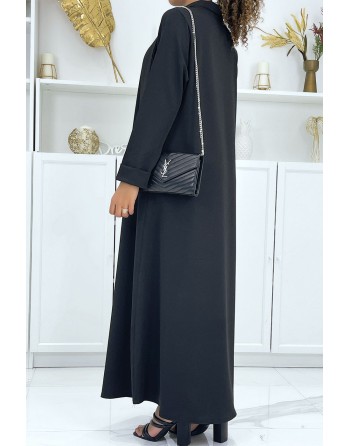 Longue abaya noire avec poches et ceinture - 2