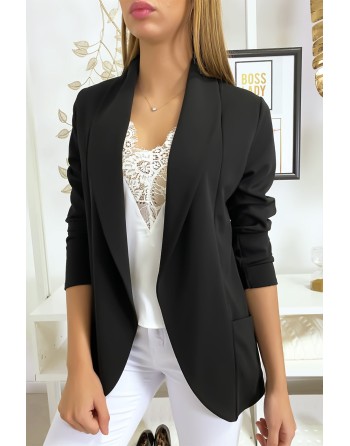 Veste Blazer noir col châle avec poches. Blazer femme 1526 - 1