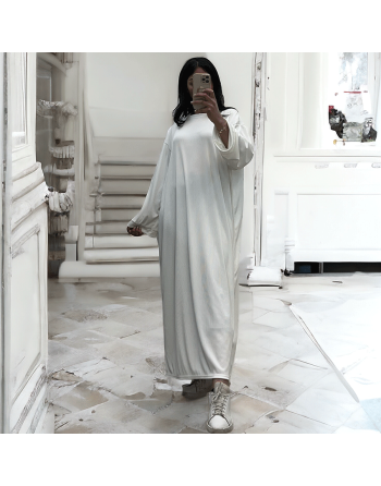 Longue robe blanche collection printemps-été en maille côtelé extensible très agréable à porter - 2