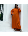Longue robe orange collection printemps-été en maille côtelé extensible très agréable à porter - 2