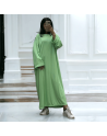 Longue robe vert clair collection printemps-été en maille côtelé extensible très agréable à porter - 2