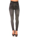 Leggings minceur noir style jeans taille haute et effet lien croisé. Effet Push-Up - 6